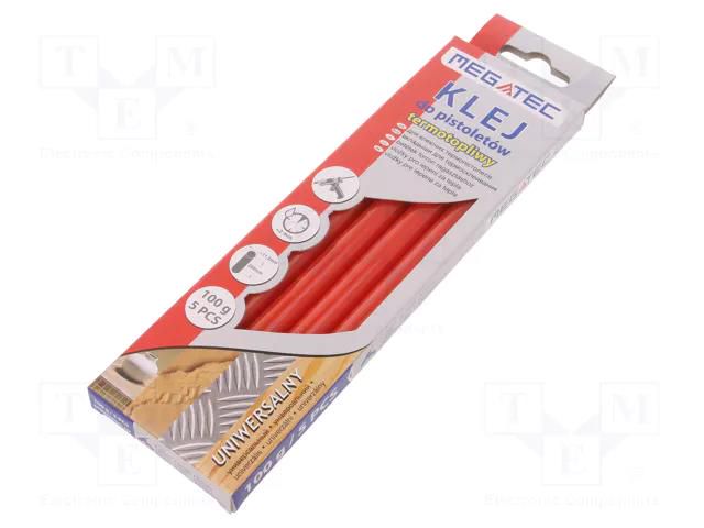 Hot melt glue; Ø: 11mm; red; L: 200mm; Bonding: 15÷20s; 5pcs. MEGATEC MEG-BN1021C-UN-CZE