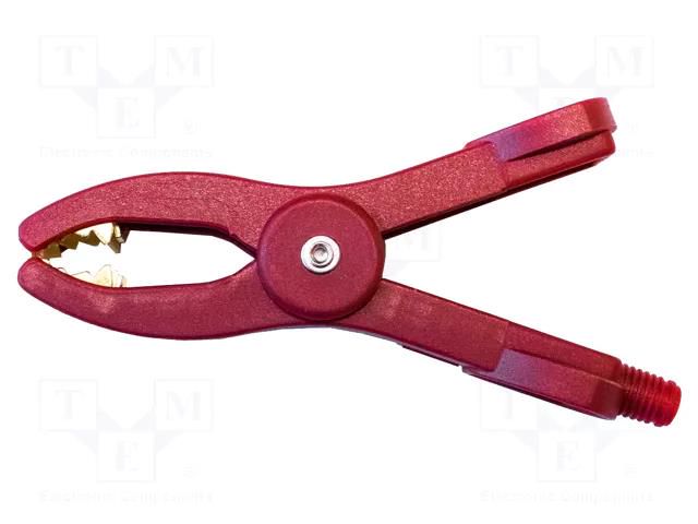 Crocodile clip; 50A; Grip capac: max.25mm; Overall len: 107mm; red MUELLER ELECTRIC BU-111-2