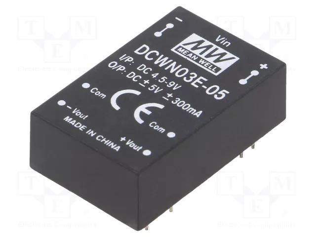 Converter: DC/DC; 3W; Uin: 4.5÷9VDC; Uout: 5VDC; Uout2: -5VDC; DIP24 MEAN WELL DCWN03E-05