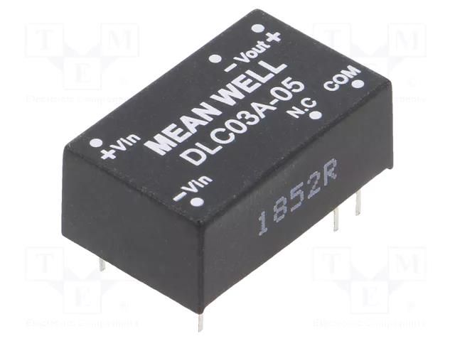 Converter: DC/DC; 3W; Uin: 9÷18VDC; Uout: 5VDC; Uout2: -5VDC; DIP16 MEAN WELL DLC03A-05