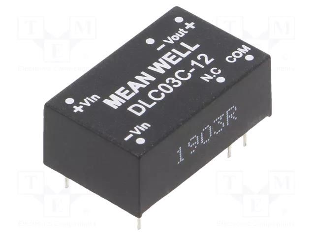 Converter: DC/DC; 3W; Uin: 36÷75VDC; Uout: 12VDC; Uout2: -12VDC; THT MEAN WELL DLC03C-12