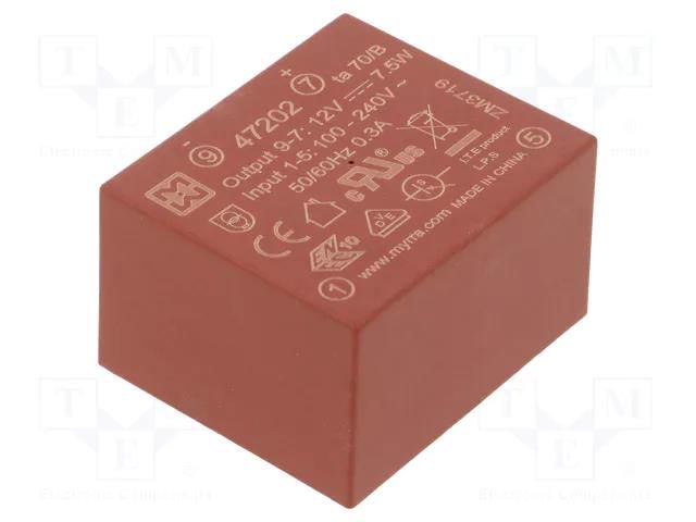 Converter: AC/DC; 7.5W; Uin: 85÷265VAC,120÷370VDC; Uout: 12VDC MYRRA MYRRA-47202