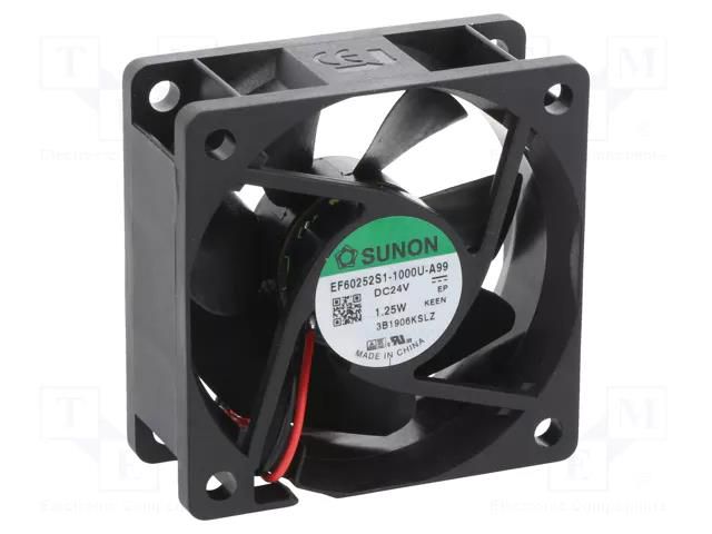 Fan: DC; axial; 24VDC; 60x60x25mm; 39.93m3/h; 27dBA; slide; 4500rpm SUNON EF60252S1-A99