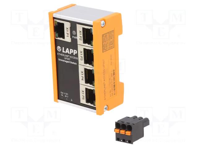 Switch Ethernet; unmanaged; Number of ports: 5; 18÷30VDC; RJ45 LAPP 21700144