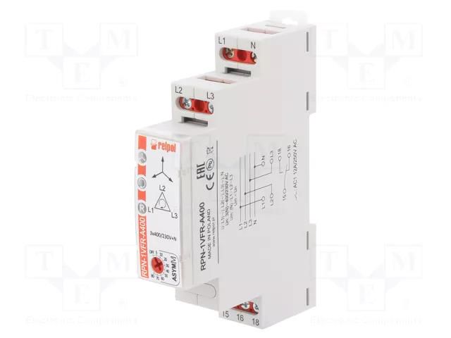 Voltage monitoring relay; for DIN rail mounting; RPN-1V; SPDT RELPOL RPN-1VFR-A400