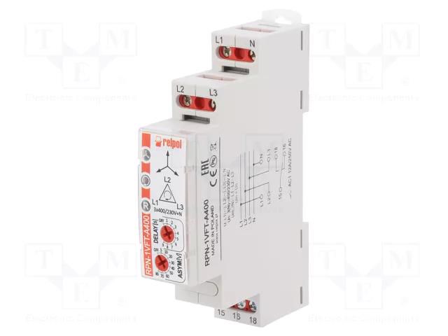 Voltage monitoring relay; for DIN rail mounting; RPN-1V; SPDT RELPOL RPN-1VFT-A400