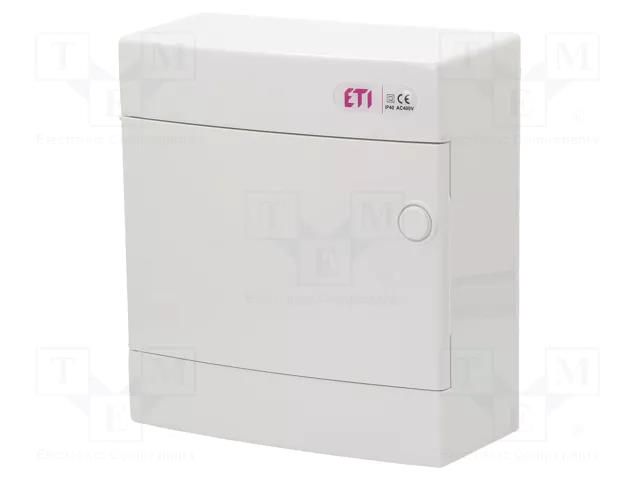 Enclosure: for modular components; IP40; white; No.of mod: 8; ABS ETI POLAM ETI-ECT8PO