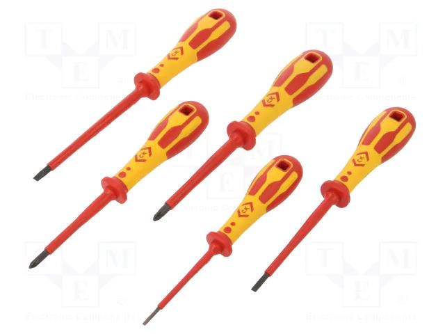 Kit: screwdrivers; insulated; 1kVAC; Pozidriv®,slot; 5pcs. C.K CK-T49183D