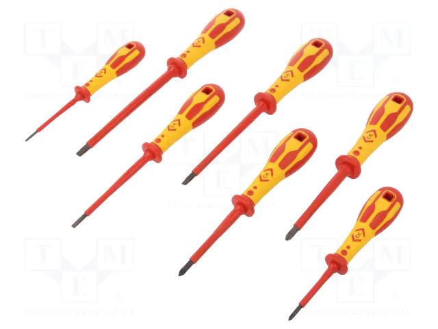 Kit: screwdrivers; insulated; 1kVAC; Pozidriv®,slot; 7pcs. C.K CK-T49193D