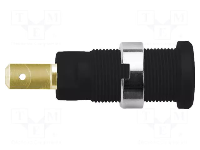 Connector: 2mm banana; socket; 10A; black; on panel; insulated SCHÜTZINGER SEB8660AU-SW