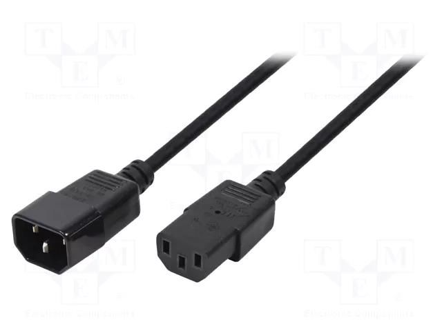 Cable; IEC C13 female,IEC C14 male; 3m; black; 10A; 250V LOGILINK CP110