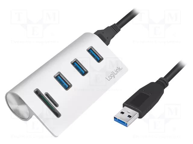 Hub USB; USB A socket x3,USB A plug,USB B micro socket; PnP LOGILINK CR0045