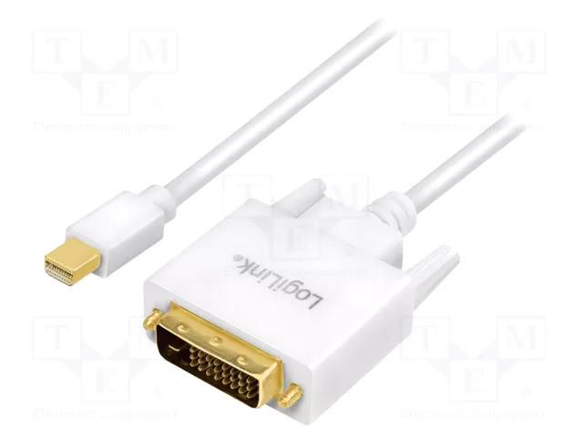 Cable; DVI-D (24+1) plug,mini DisplayPort plug; 1.8m; white LOGILINK CV0137