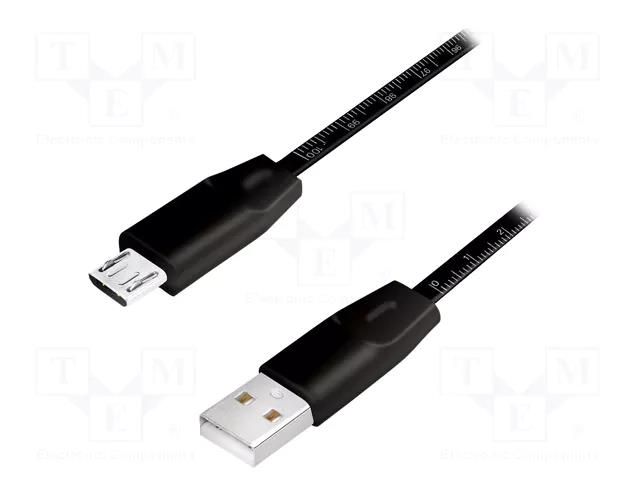 Cable; USB 2.0; USB A plug,USB B micro plug; 1m; black LOGILINK CU0158