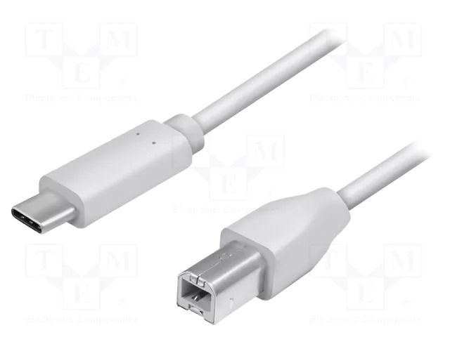 Cable; USB 2.0; USB B plug,USB C plug; 2m; grey LOGILINK CU0161