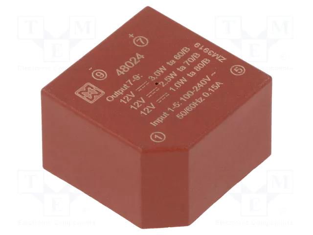 Converter: AC/DC; 3W; Uin: 85÷265VAC,120÷370VDC; Uout: 12VDC; 72% MYRRA MYRRA-48024