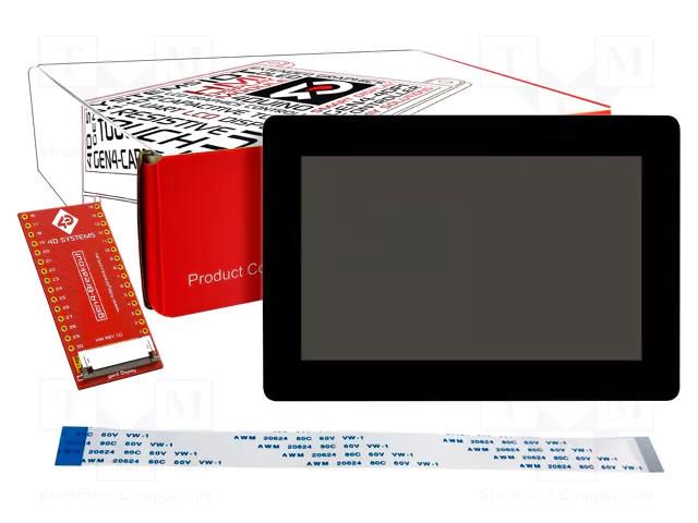 Display: TFT; 7"; 800x480; 1MBRAM; Dim: 190.1x121.9x8.2mm; 475cd/m2 4D Systems GEN4-FT813-70CTP-C