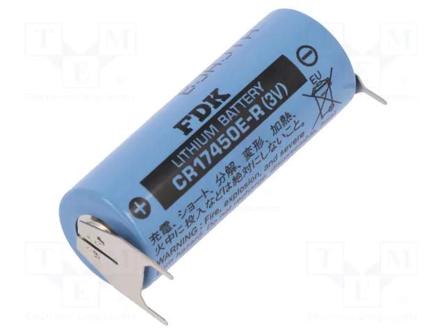 Battery: lithium; 4/5A,CR8L; 3V; 2400mAh; non-rechargeable FDK BAT-CR17450E-R-3PF