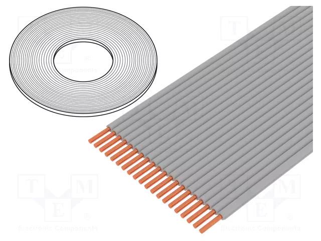 Wire: ribbon; 0.635mm; wire; Cu; unshielded; grey; 30.5m; 16x30AWG 3M 3749-16