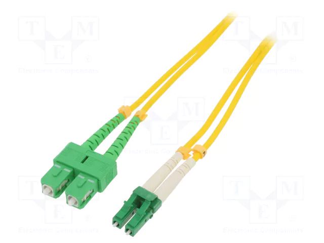 Fiber patch cord; LC/APC,SC/APC; 2m; 9/125um; LSZH; green; yellow QOLTEC QOLTEC-54036