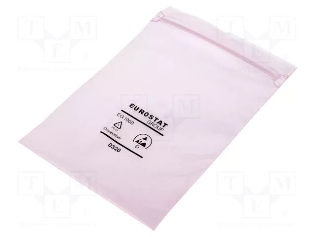 Protection bag; ESD; L: 152mm; W: 102mm; Thk: 50um; polyetylene; pink EUROSTAT GROUP ERS-200080406