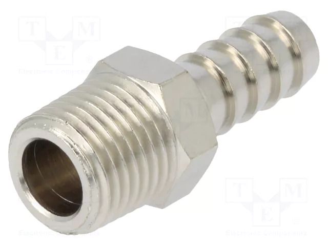 Threaded fitting; connector pipe; nickel plated brass; 9mm PNEUMAT 3040-9-1/4
