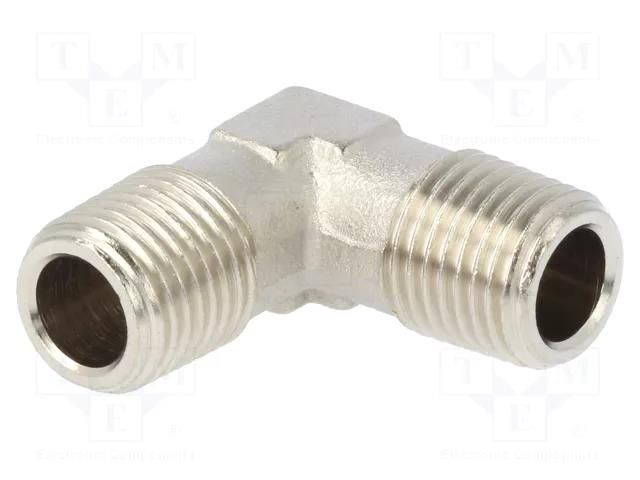 Threaded fitting; angled 90°; max.100bar; nickel plated brass PNEUMAT 5000-1/4