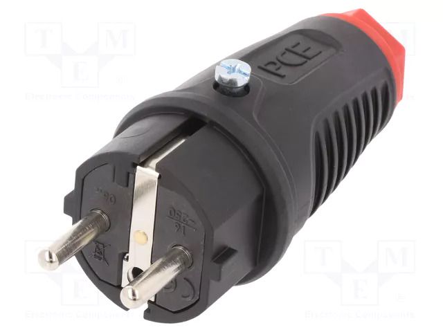 Connector: AC supply; male; plug; 2P+PE; 250VAC; 16A; Colour: black PCE 0522-SR