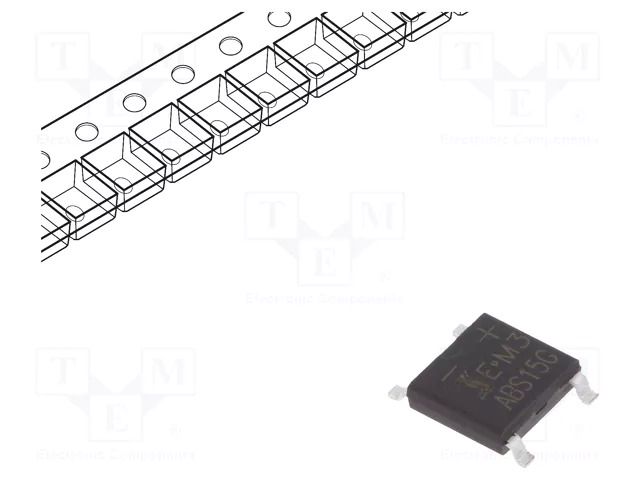 Bridge rectifier: single-phase; Urmax: 400V; If: 1.6A; Ifsm: 50A DIOTEC SEMICONDUCTOR ABS15G-DIO