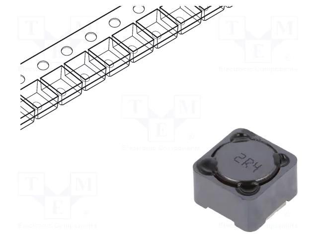 Inductor: wire; SMD; 2.4uH; 8A; 12mΩ; ±20%; 12x12x8mm; -40÷125°C Viking PCS127MT2R4