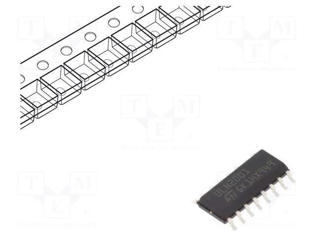 IC: driver; darlington,transistor array; SO16; 0.5A; 50V; Ch: 7 STMicroelectronics ULN2001D1013TR