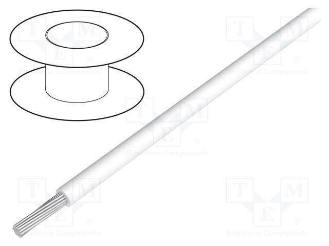 Wire; HookUp Wire; stranded; Cu; 26AWG; PTFE; white; 250V; 305m ALPHA WIRE 2843/19-WH001