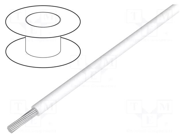 Wire; HookUp Wire; stranded; Cu; 28AWG; PTFE; white; 250V; 30.5m ALPHA WIRE 2842/7-WH005