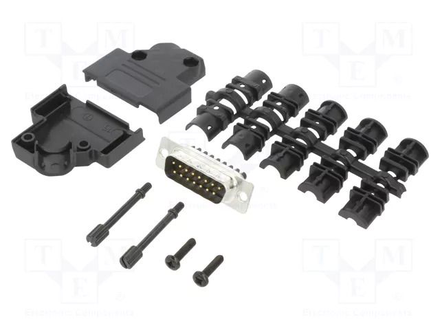 Connector: D-Sub; PIN: 15; male; angled 45°; screw terminal AMPHENOL COMMUNICATIONS SOLUTIONS D45PKP-15MSSC