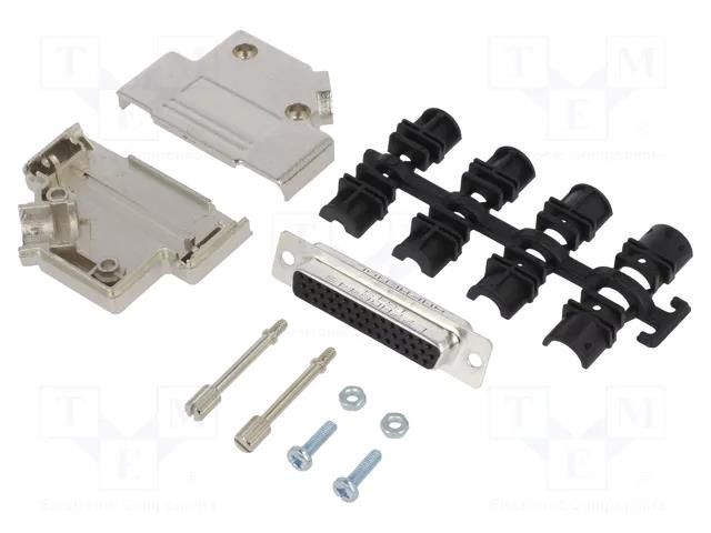 Connector: D-Sub HD; PIN: 44; female; angled 45°; soldering AMPHENOL COMMUNICATIONS SOLUTIONS D45PKM-44FHSL