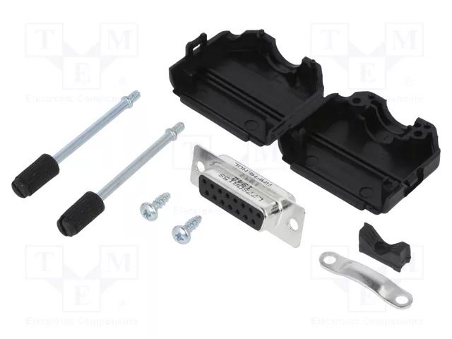 Connector: D-Sub; PIN: 15; female; straight; soldering; for cable AMPHENOL COMMUNICATIONS SOLUTIONS DPPKBK-15FSSL