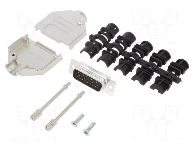 Connector: D-Sub HD; PIN: 26; male; straight; soldering; for cable AMPHENOL COMMUNICATIONS SOLUTIONS DTZK-26MHSL