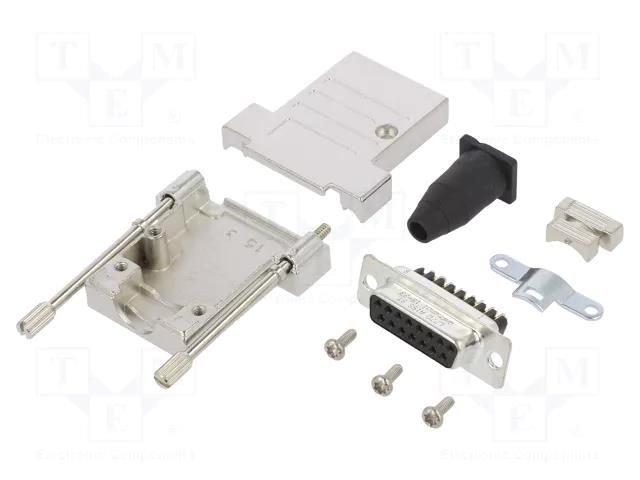 D-Sub; PIN: 15; female; straight; screw terminal; for cable; 11.5mm AMPHENOL COMMUNICATIONS SOLUTIONS DTSL-RGLJST-15FSSC