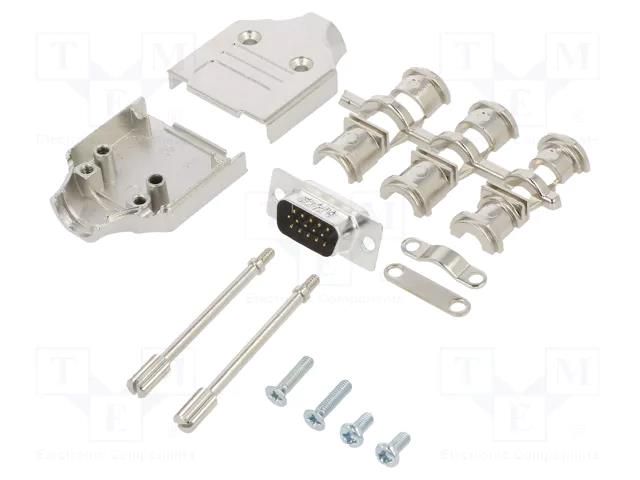 Connector: D-Sub HD; PIN: 15; male; straight; soldering; for cable AMPHENOL COMMUNICATIONS SOLUTIONS MHDM-15MHSL
