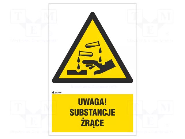 Safety sign; warning; self-adhesive folie; W: 200mm; H: 300mm ANRO IW/023/1/C1/F