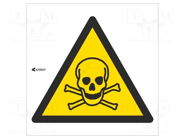 Safety sign; warning; self-adhesive folie; W: 200mm; H: 200mm ANRO IW/016/C/F