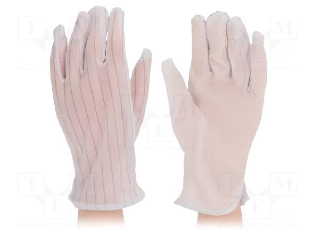 Protective gloves; ESD; S; 10set; polyester,conductive fibers STATICTEC PRT-STC5201