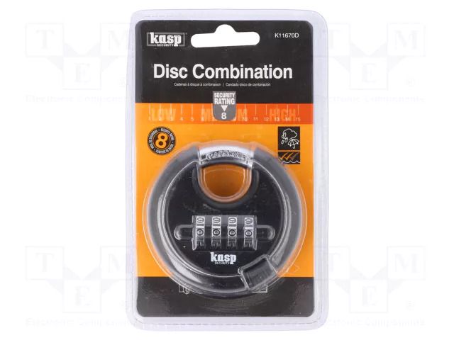 Padlock; round,combination code; Protection: medium (level 8) KASP KA-K11670D