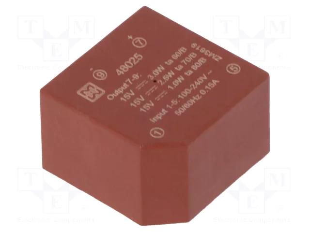 Converter: AC/DC; 3W; Uin: 85÷265VAC,120÷370VDC; Uout: 15VDC; 72% MYRRA MYRRA-48025