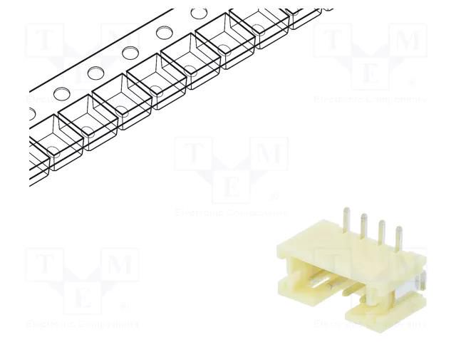 Connector: wire-board; socket; male; PIN: 4; PH; 2A; 100V; vertical JST B4B-PH-SM4-TBT