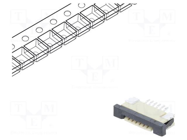 Connector: FFC/FPC; tinned; SMT; PIN: 6; Contacts: copper; 1mm; ZIF CONNFLY DS1020-07-6VBT1B-R
