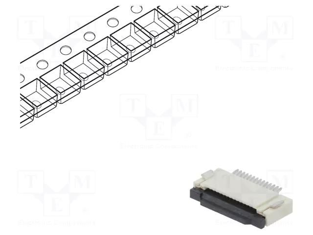Connector: FFC/FPC; tinned; SMT; 500mA; 50V; PIN: 14; 500um; ZIF; 30mΩ CONNFLY DS1020-11-14VBT1-R