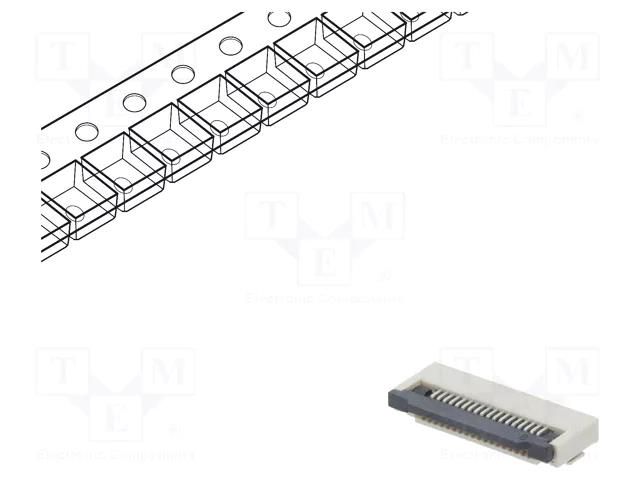 Connector: FFC/FPC; horizontal; PIN: 18; ZIF; SMT; 500mA; tinned CONNFLY DS1020-11-18VBT1-R