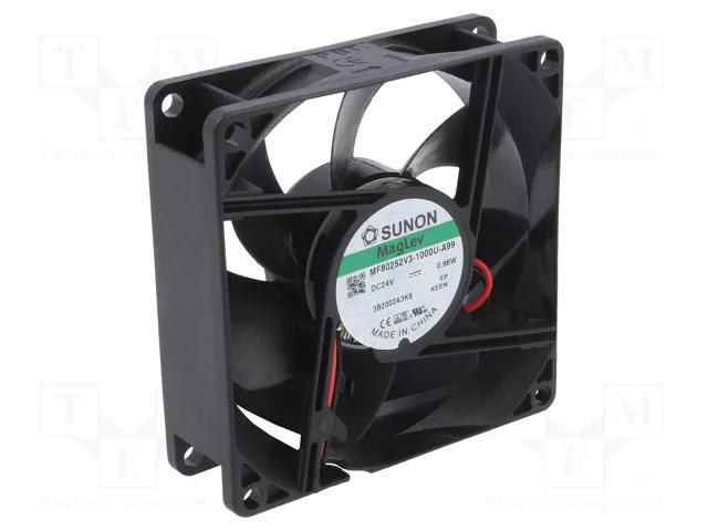 Fan: DC; axial; 24VDC; 80x80x25mm; 56.06m3/h; 28dBA; Vapo; 2600rpm SUNON MF80252V3-A99-A