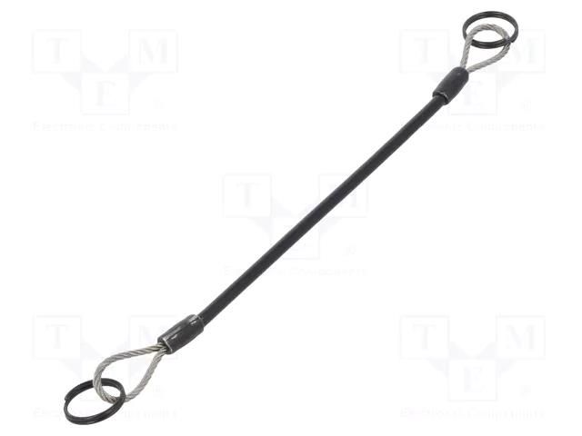 Retaining cable; with 2 key rings; Plating: PVC; stainless steel ELESA+GANTER GN111.2-150-14A-SW